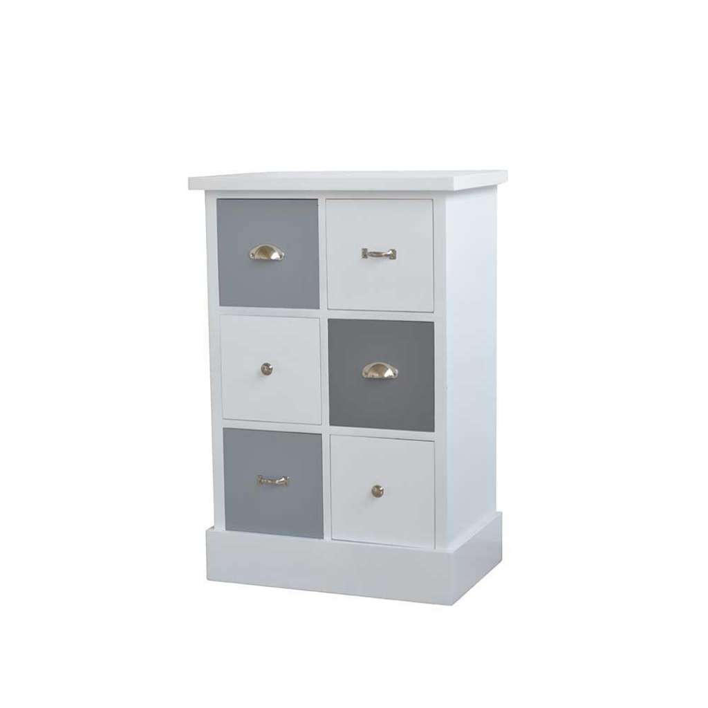 Hochkommode in Weiß und Grau 40 cm