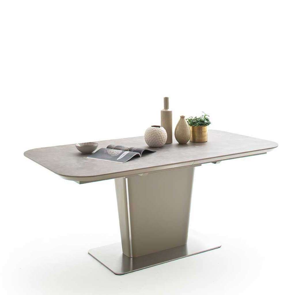 Säulen Esstisch in Taupe Edelstahl
