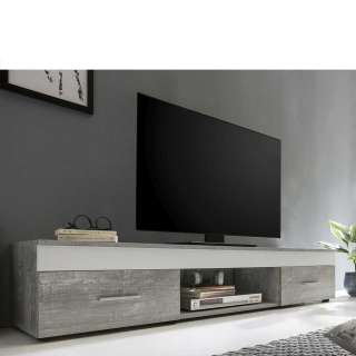 TV Unterschrank in Weiß Beton Grau 160 cm breit