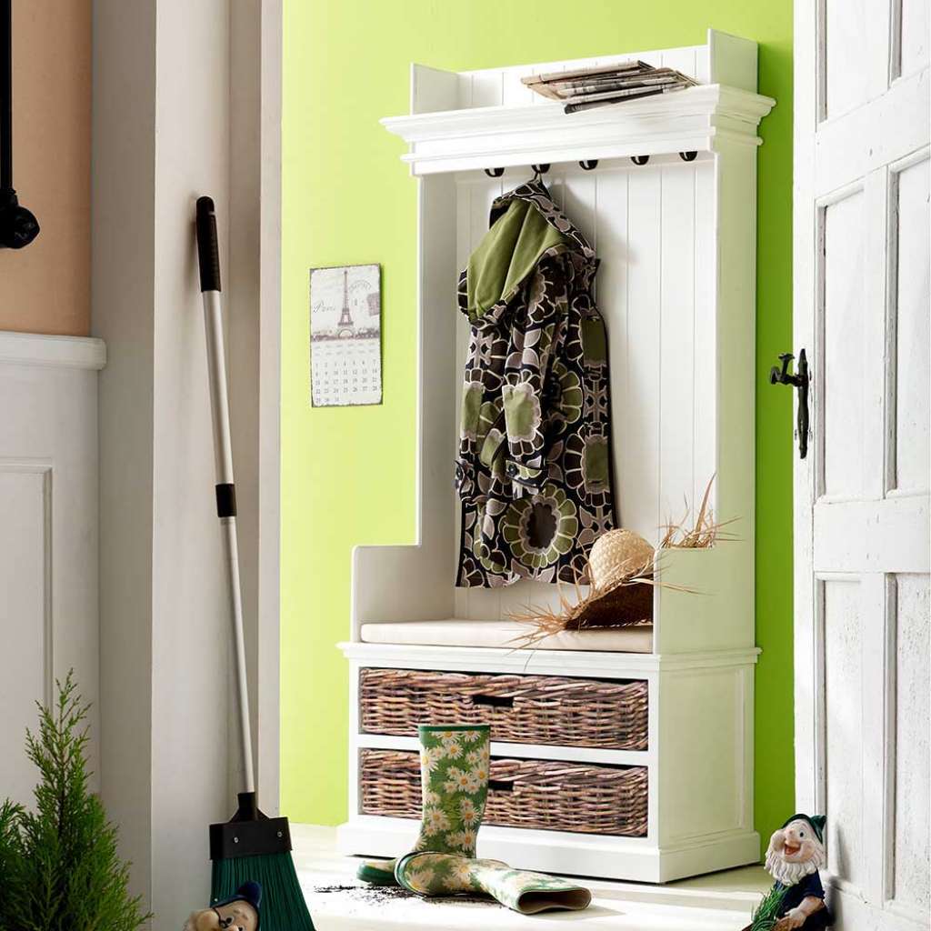 Landhaus Garderobe in Weiß Sitzfäche