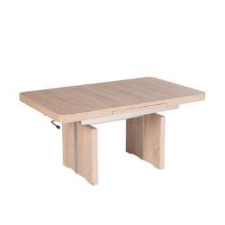Wohnzimmer Couchtisch in Eiche Sägerau höhenverstellbar und ausziehbar