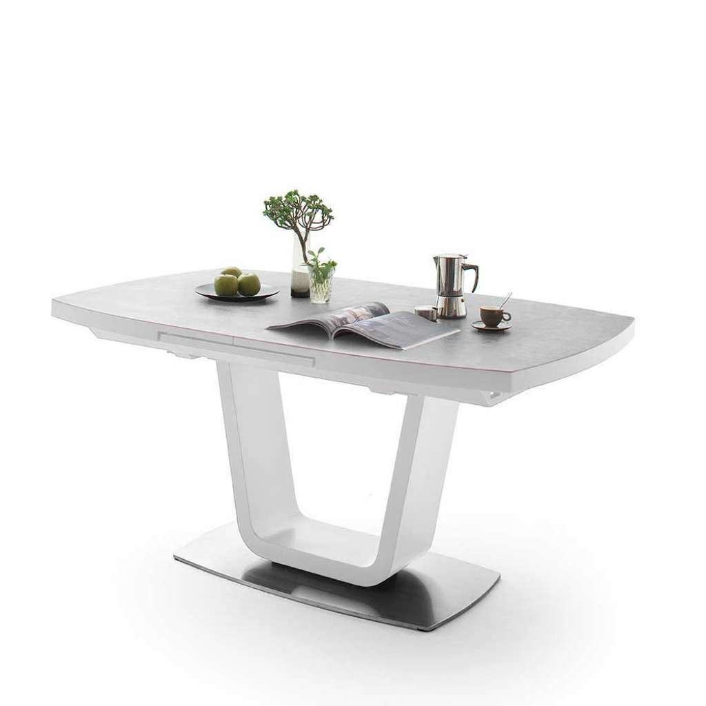 Designtisch in Weiß Hellgrau ausziehbar