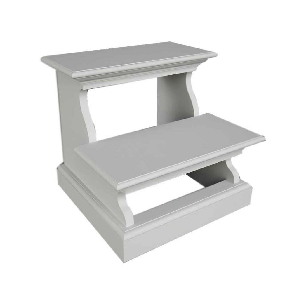 Massivholz Tritthocker in Weiß Landhausstil