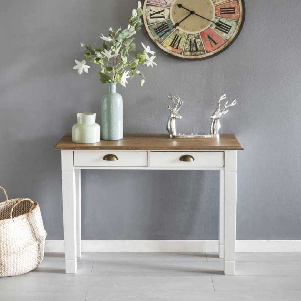Flur Konsolentisch im Landhausstil Weiß und Braun