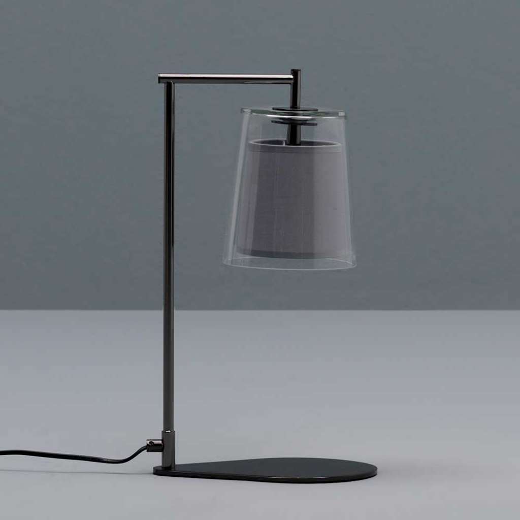 Tischlampe in Schwarz Glasschirm
