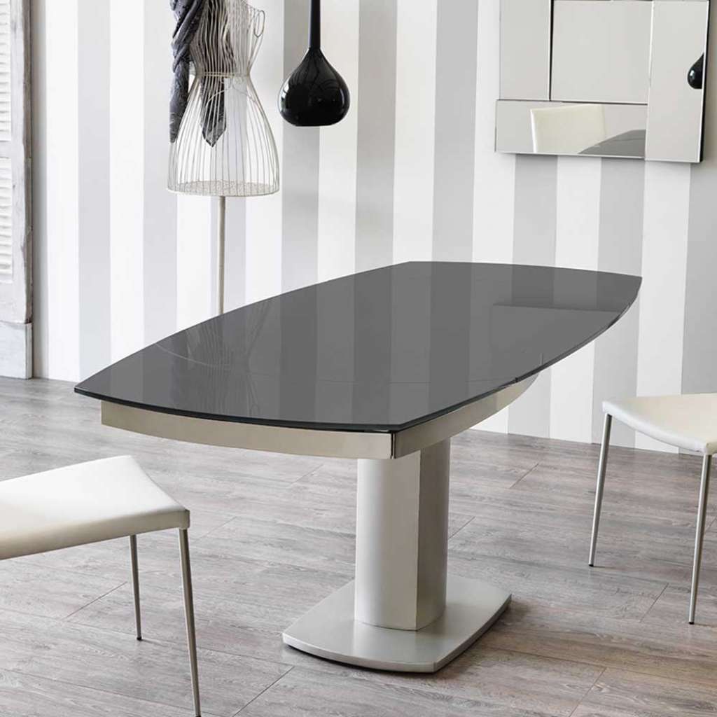 Tisch in Grau Glas ausziehbar