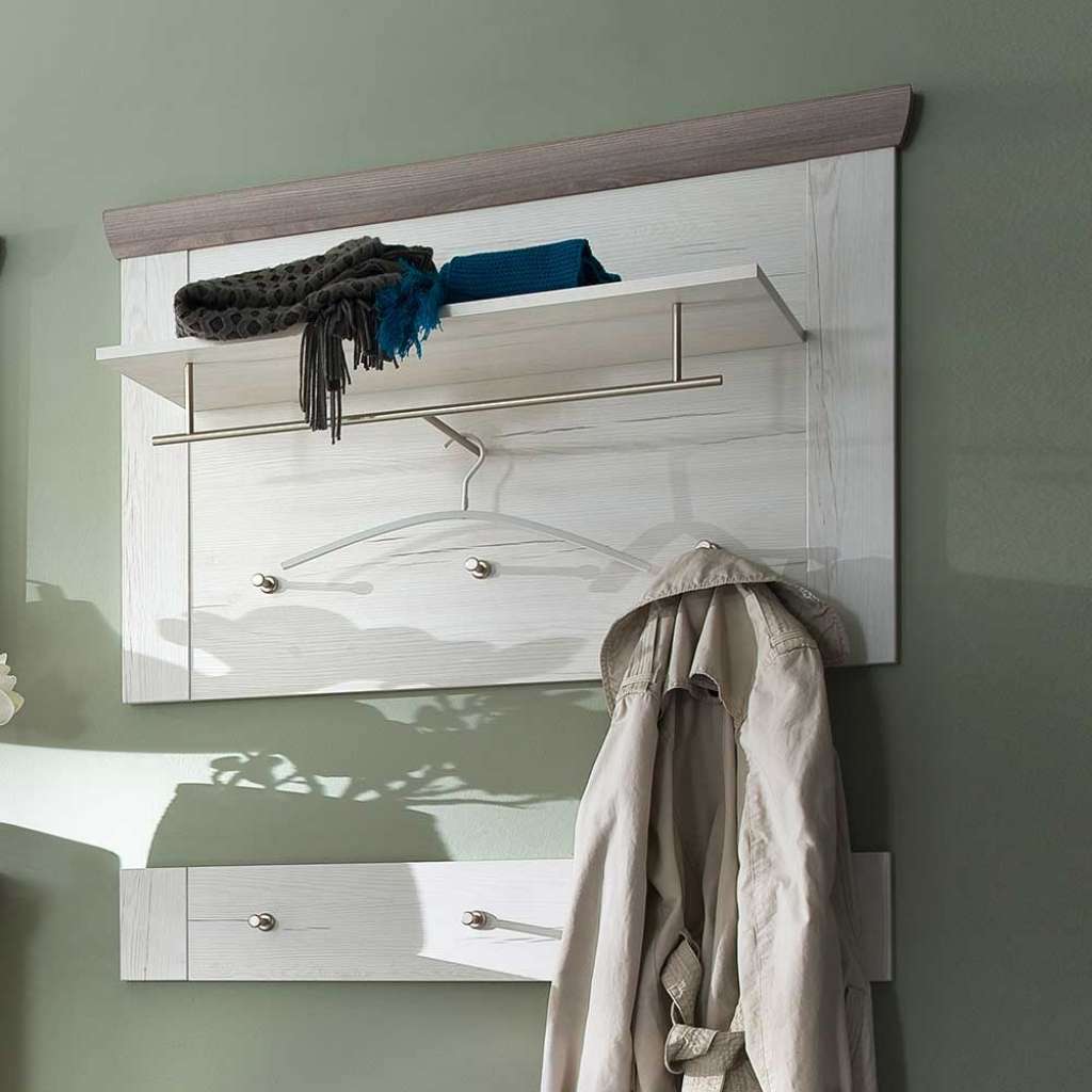 Wandpaneel Garderobe im Landhausstil Holz Braun (2-teilig)