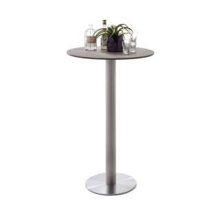 Runder Bartisch mit Keramik Glasplatte Edelstahl