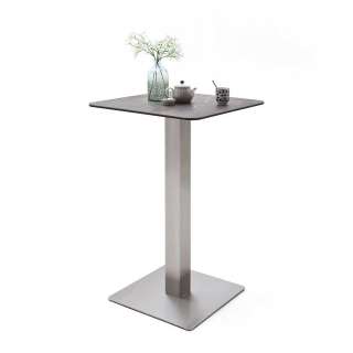 Glas Bartisch mit Keramik beschichtet in Marmor Optik Edelstahl