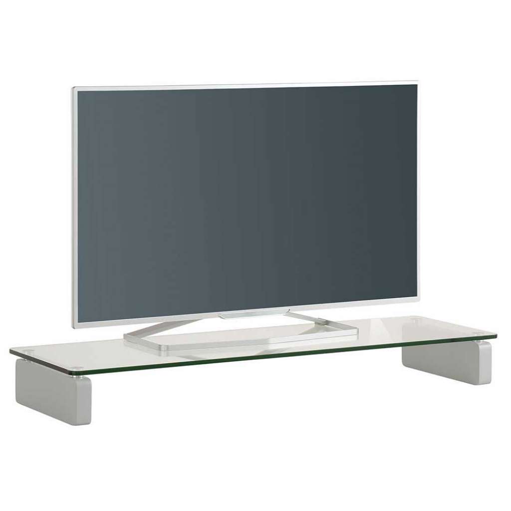 Tiefes TV Board aus Sicherheitsglas Weiß