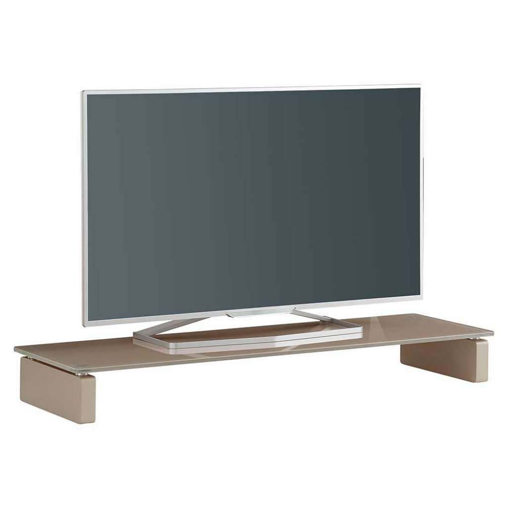 Flaches TV Board in Beige Glas 110 cm breit