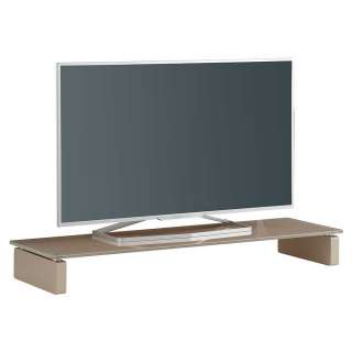 Flaches TV Board in Beige Glas 110 cm breit