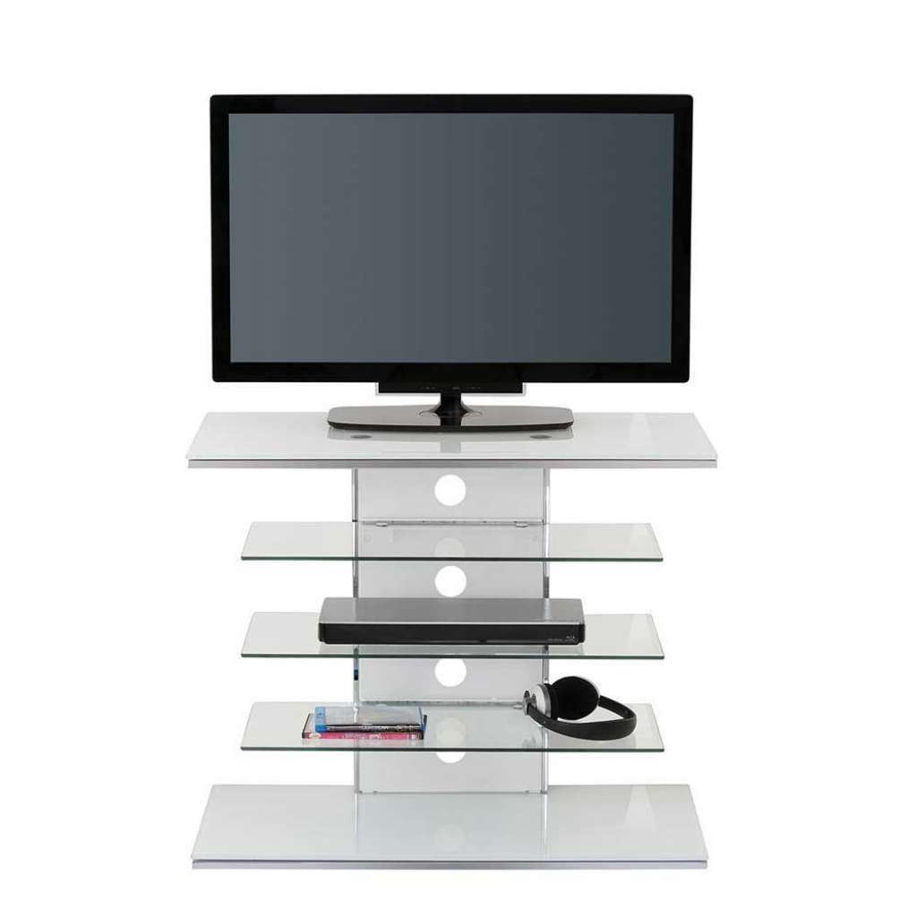 Fernseher Rack mit Sicherheitsglas Böden Weiß
