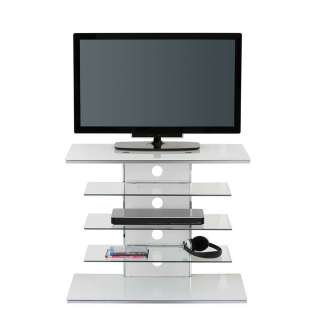 Fernseher Rack mit Sicherheitsglas Böden Weiß