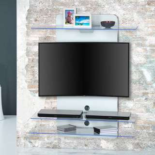Fernseher Wand mit blauer LED Beleuchtung 100 cm breit