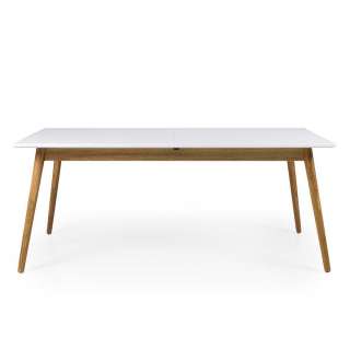 Ausziehbarer Tisch im skandinavischen Design Weiß und Eiche