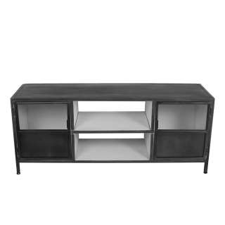 Fernseher Schrank in dunkel Grau und Weiß Eisen und Glas