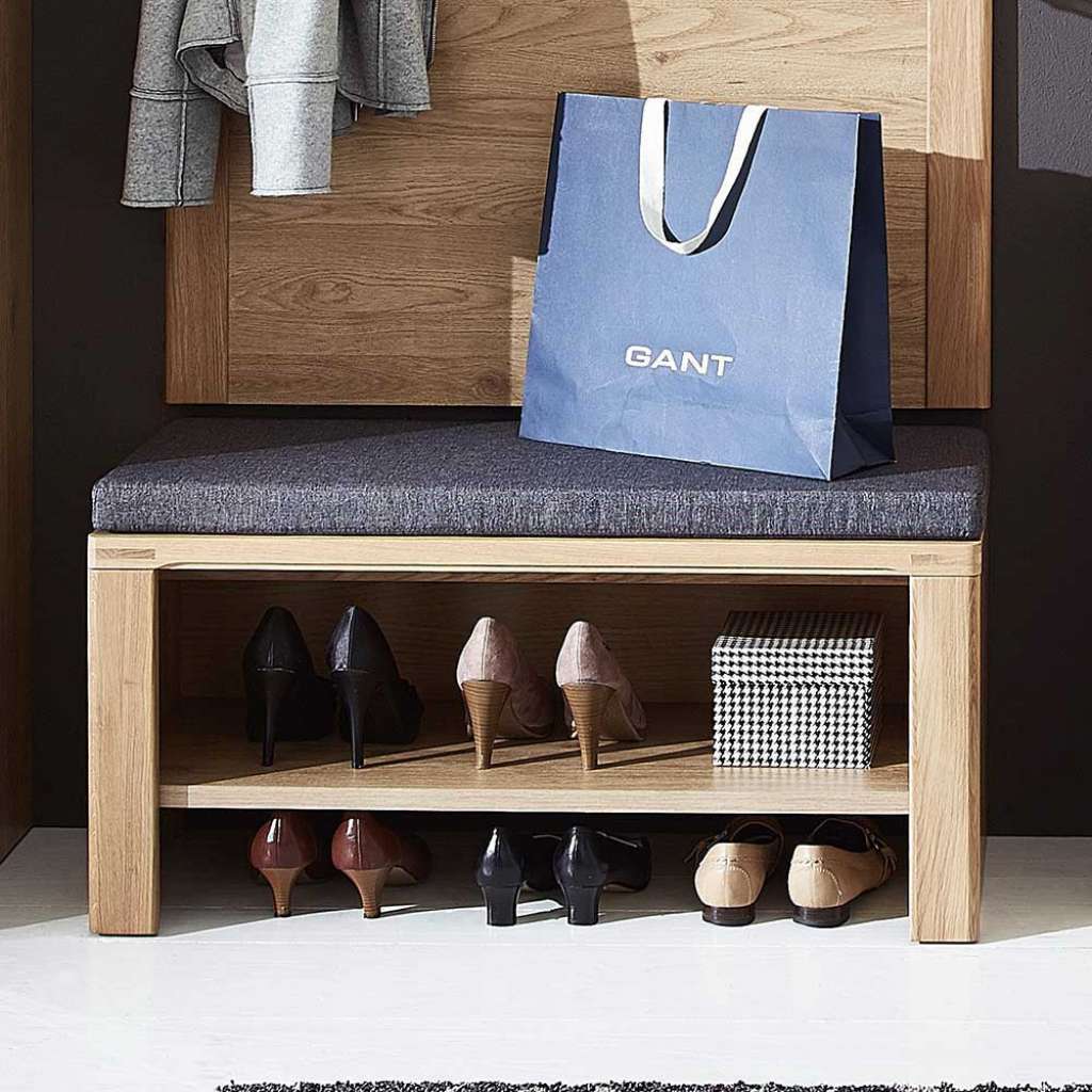 Schuhbank aus Wildeiche Bianco Kissen