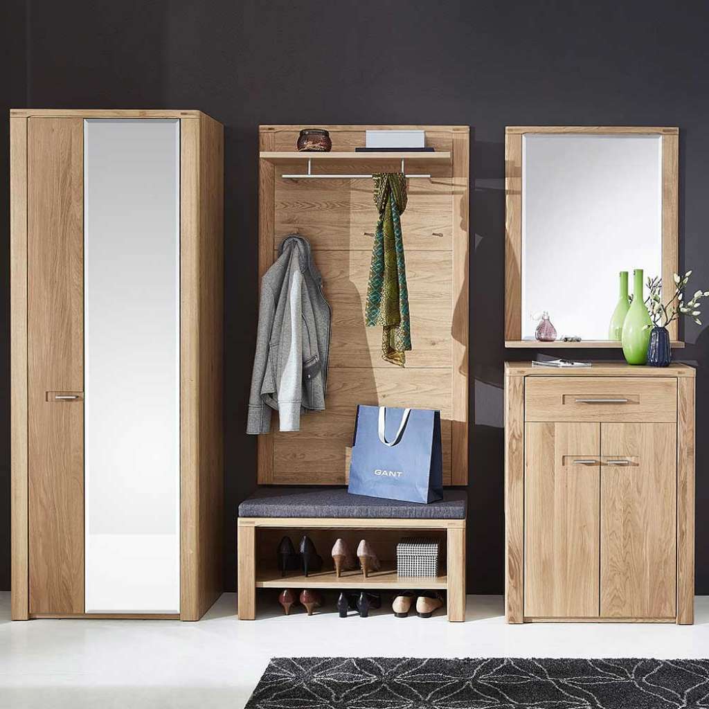 Garderobenkombination aus Wildeiche Bianco modern (5-teilig)