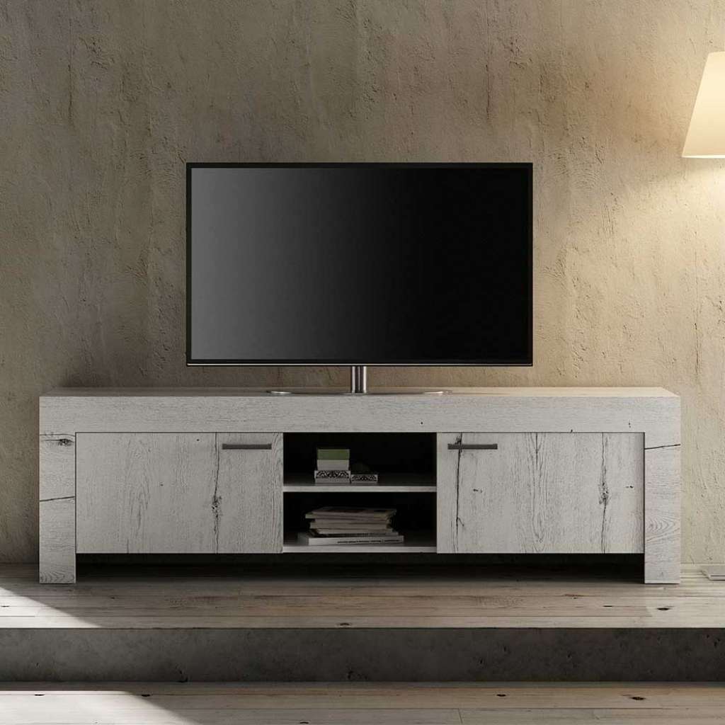 TV Lowboard in Weißeiche Nachbildung 180 cm breit