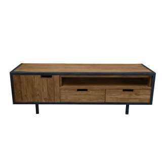 TV Lowboard aus Teak Massivholz und Metall