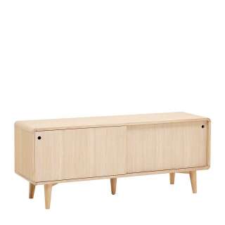 TV Element mit Schiebetüren Eiche Bianco furniert