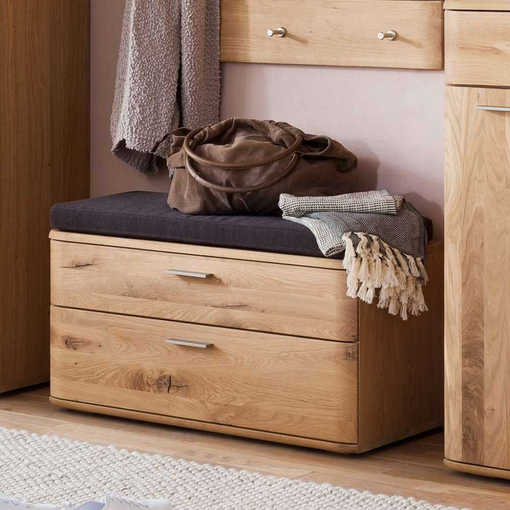 Garderobenbank in Eiche Bianco 90 cm breit