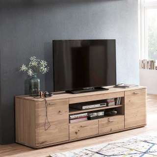 TV Lowboard in Eiche Bianco 200 cm breit