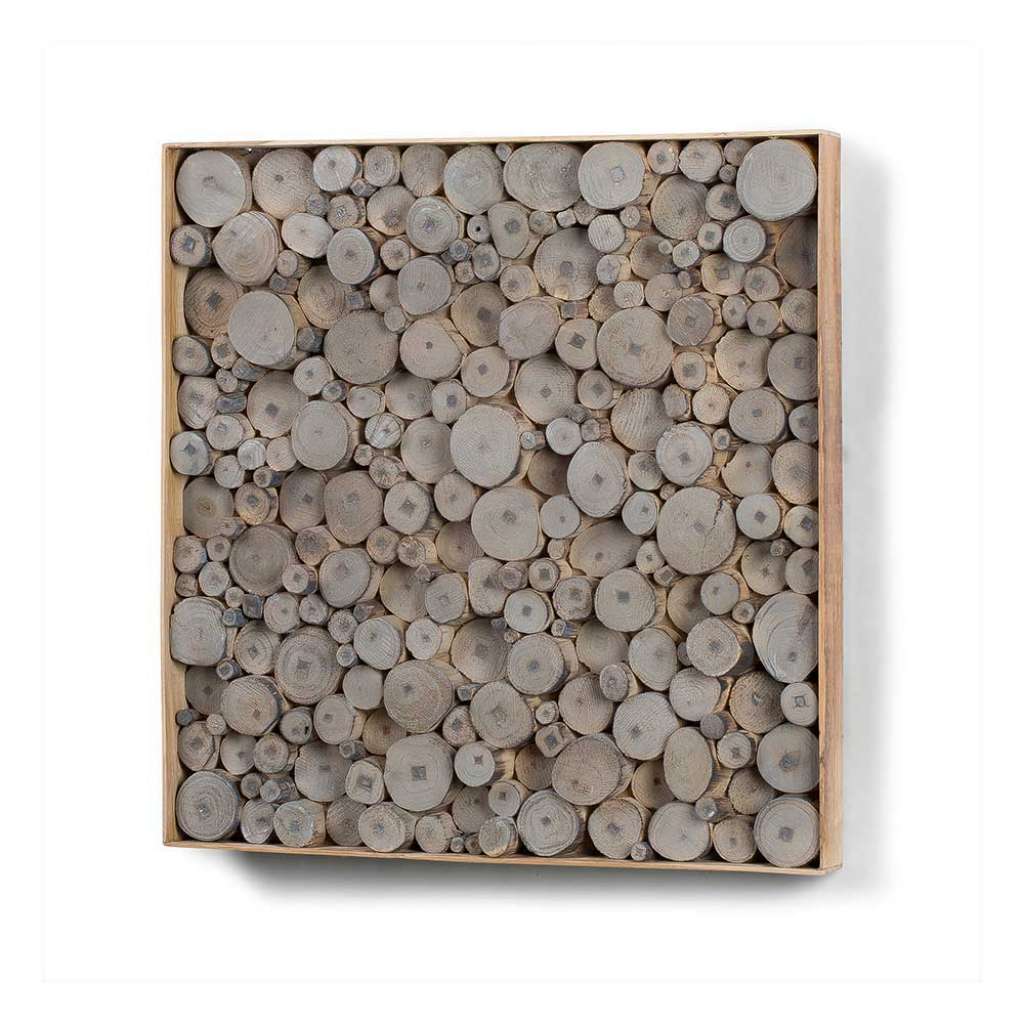 Design Wandbild mit Teakholz Ästen Grau