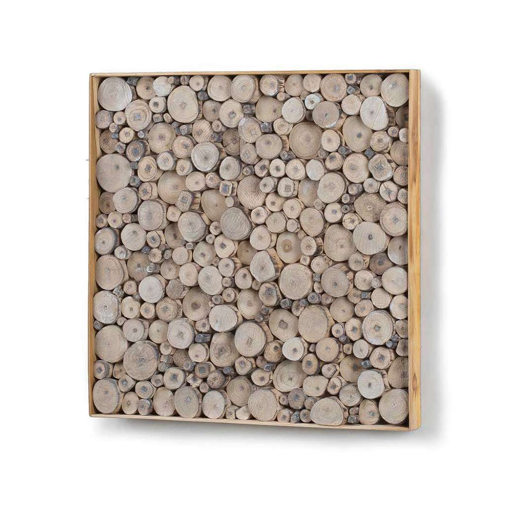 Holz Wandbild mit Teakholz Ästen Naturfarben
