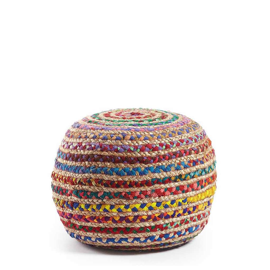 Pouf aus Geflecht in Bunt