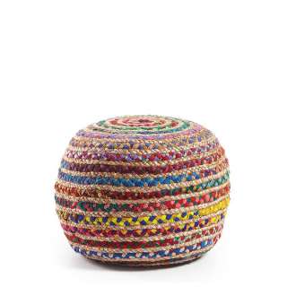 Pouf aus Geflecht in Bunt