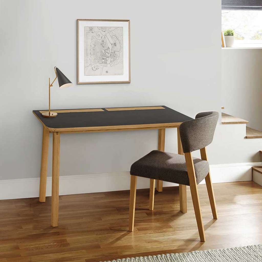 Design Schreibtisch in Schwarz und Eichefarben Retro Look