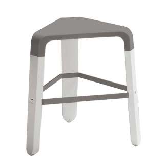 Hocker in Weiß und Grau Kunststoff und Massivholz