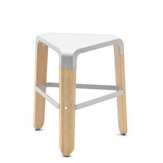Hocker aus Buche Massivholz Kunststoff in Weiß