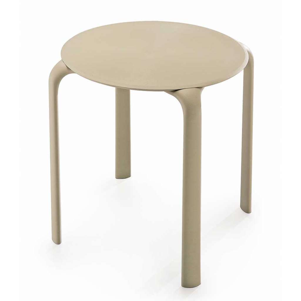 Runder Esstisch in Beige aus Kunststoff Outdoor geeignet