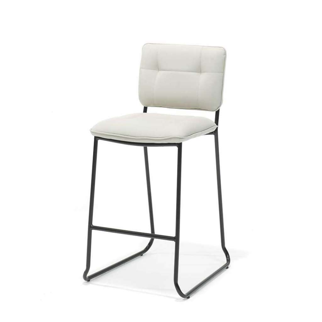 Moderner Küchenhocker in Weiß aus Kunstleder mit Metallgestell (4er Set)