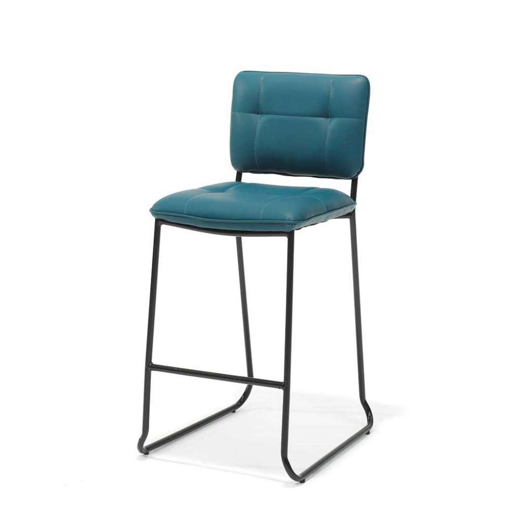 Küchenhocker in Petrol aus Kunstleder und Metall (4er Set)