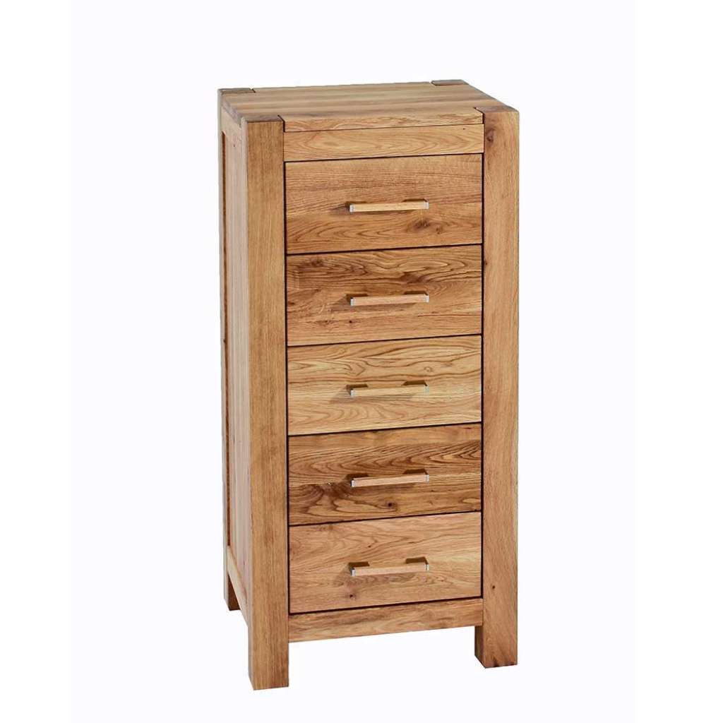 Massivholz Kommode mit fünf Schubladen Wildeiche geölt