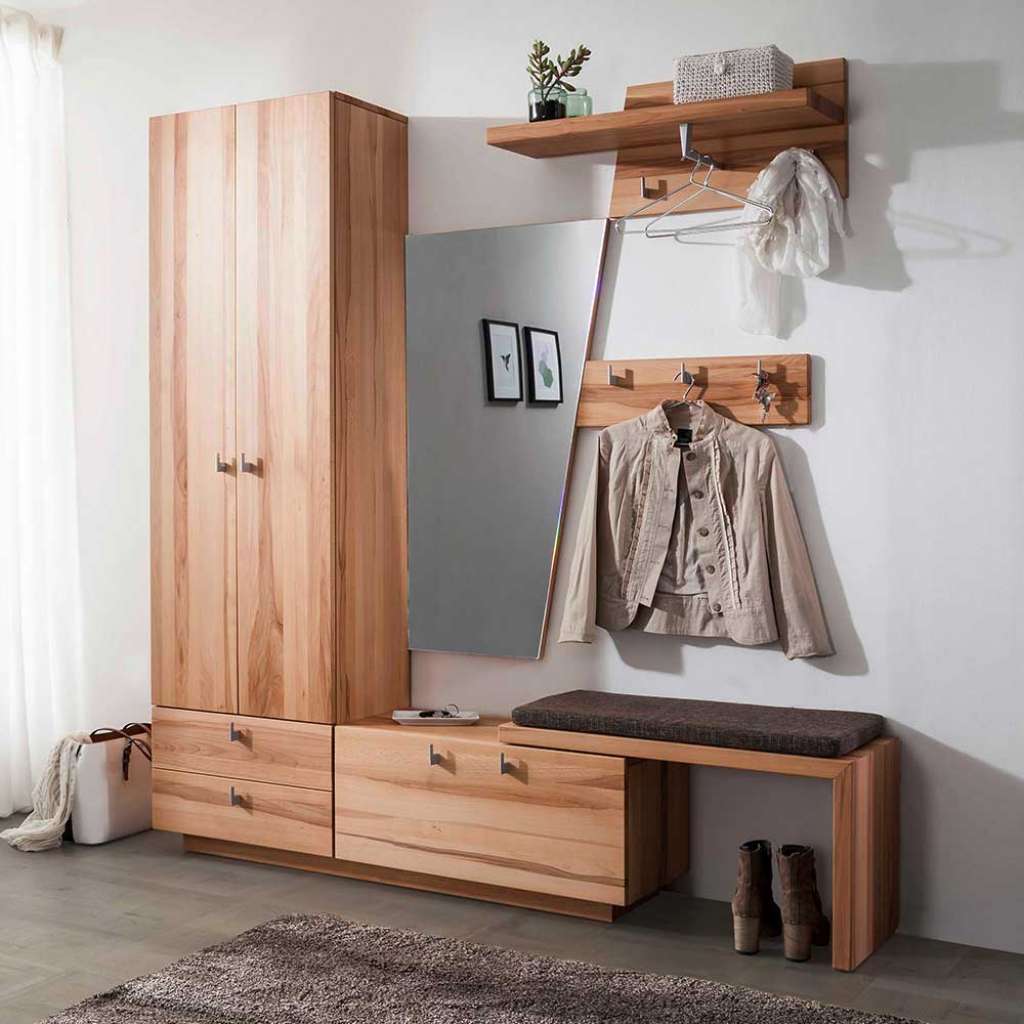 Garderobenset aus Kernbuche Massivholz Made in Germany (5-teilig)