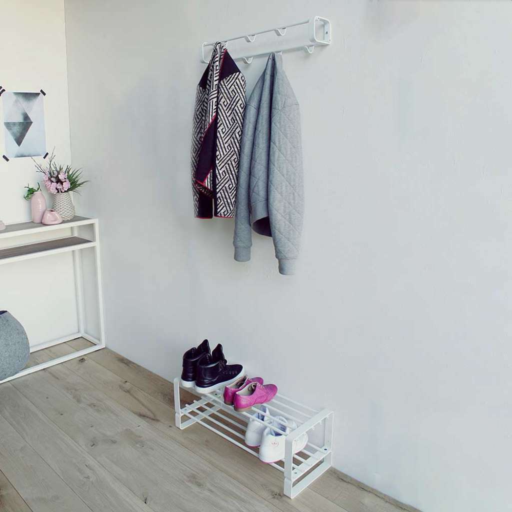 Flurgarderobe in Weiß Stahl (2-teilig)