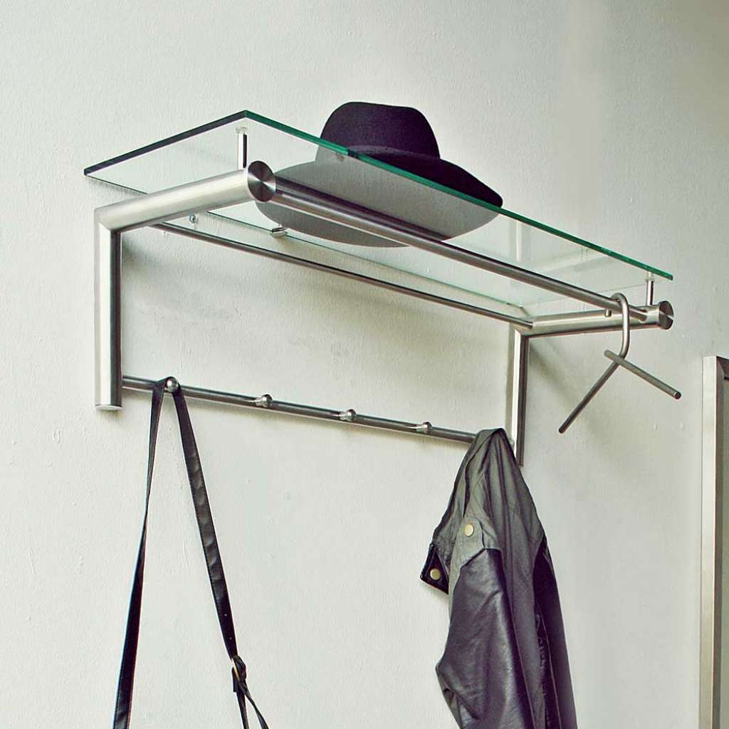 Hängegarderobe aus Edelstahl Glasablage