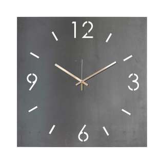 Quadratische Wanduhr in Grau Stahl