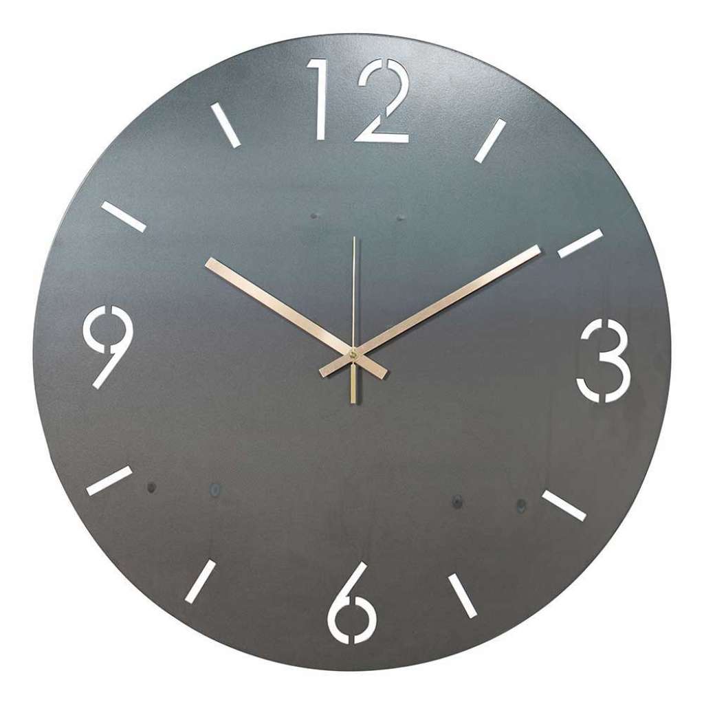 Wanduhr in Grau Stahl rund