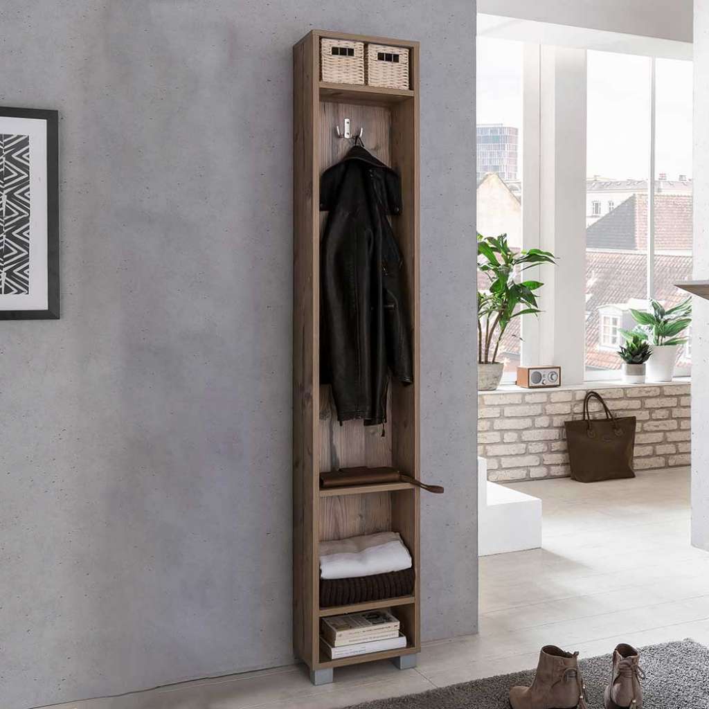Stehende Garderobe in Fichte Grau Nachbildung 30 cm breit