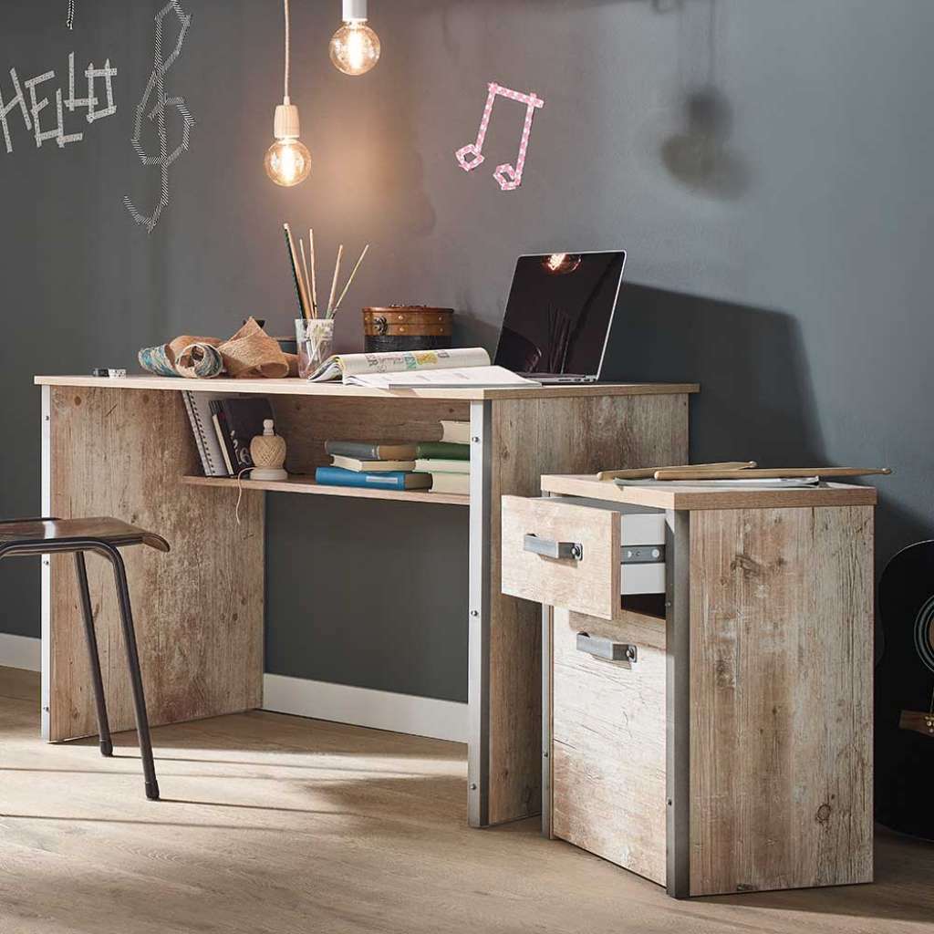 Loft Style Büromöbel im Dekor Eiche Grau Made in Germany (2-teilig)