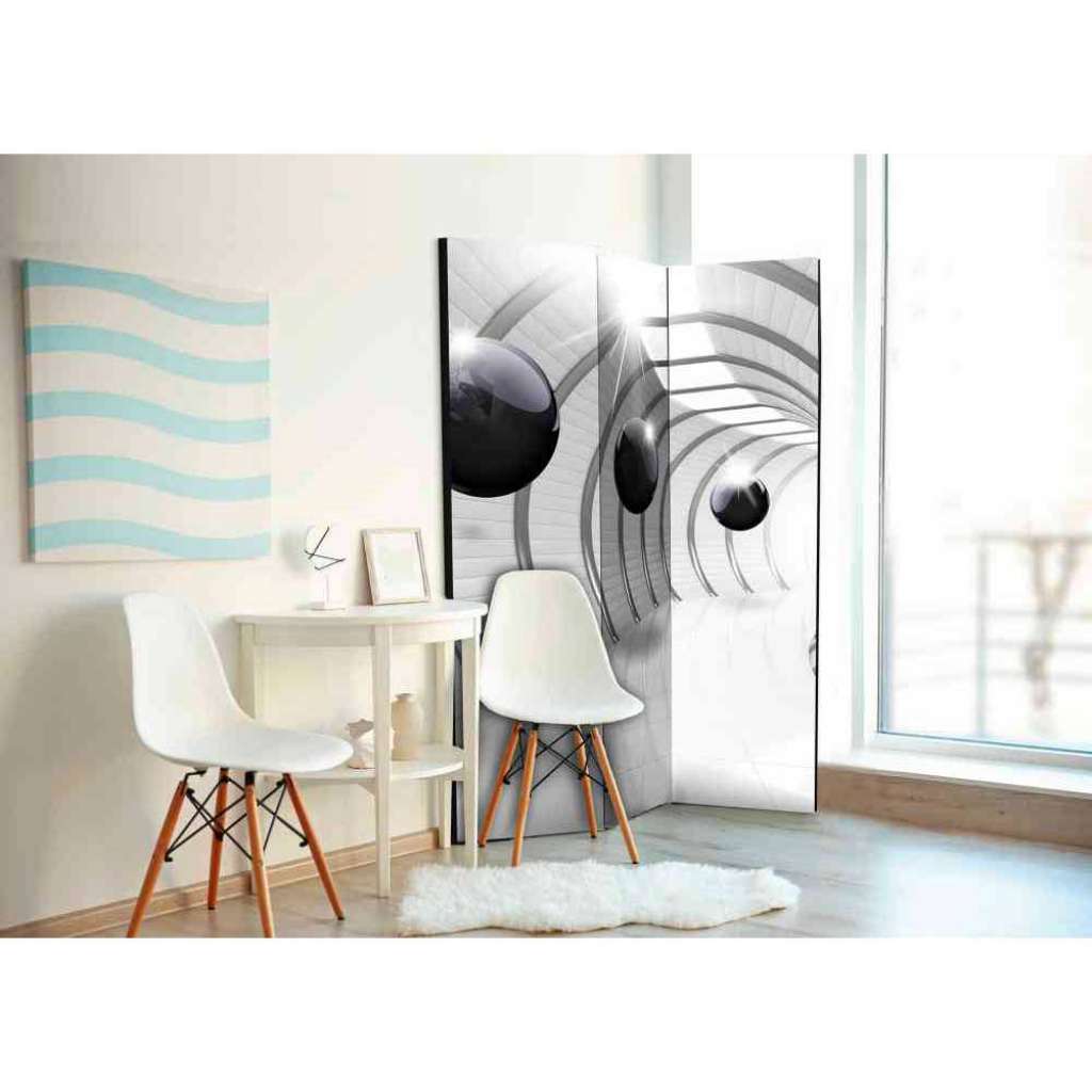 Raumteilerparavent mit Leinwand Füllung Grau und Schwarz