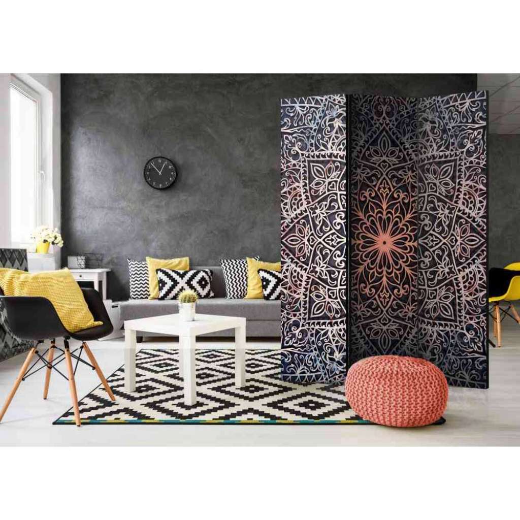 Spanische Wand in Bunt und Dunkel Braun Mandala Motiv