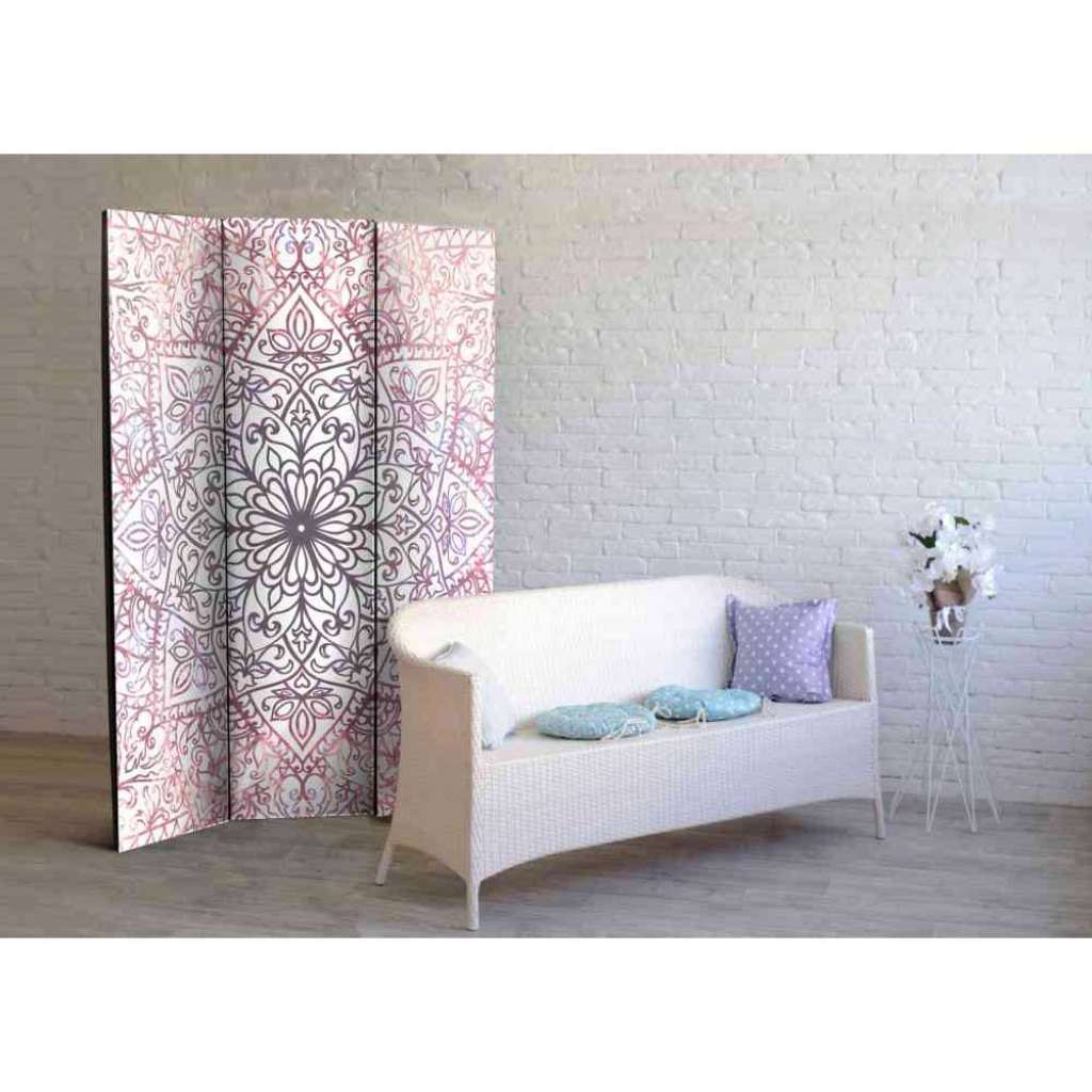 Spanische Wand mit Mandala Muster Pink und Weiß