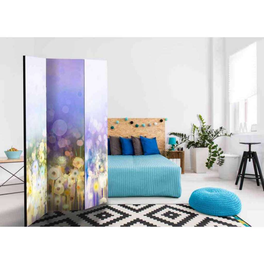 Paravent mit gemalten Blumen 135 cm breit